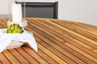 Tucumán ruokapöytä ø120 - akasia + Copacabana ruokatuoli - musta / musta