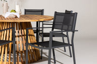 Tucumán ruokapöytä ø120 - akasia + Copacabana ruokatuoli - musta / musta