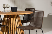 Lumpur ruokapöytä pyöreä ø110 - akasia / teak-tyylinen - Lindos ruokatuoli alumiini - musta