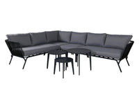 ROXO Kulmasohvaryhmä sohvapöydällä musta/harmaa