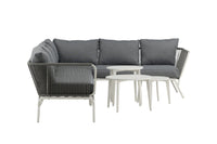 ROXO Kulmasohvaryhmä sohvapöydällä valkoinen/harmaa