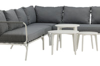 ROXO Kulmasohvaryhmä sohvapöydällä valkoinen/harmaa