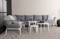 ROXO Kulmasohvaryhmä sohvapöydällä valkoinen/harmaa