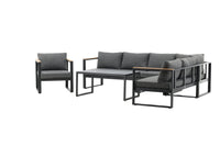 Texas kulmasohva sohvapöydällä - musta / harmaa / tiikki