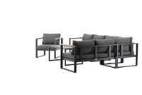 Texas kulmasohva sohvapöydällä - musta / harmaa / tiikki