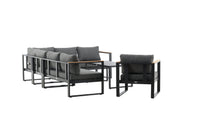 Texas kulmasohva sohvapöydällä - musta / harmaa / tiikki