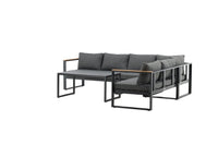 Texas kulmasohva sohvapöydällä - musta / harmaa / tiikki