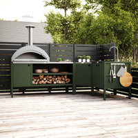 UMAMI ulkokeittiöpaketti, allasmoduuli, kulmamoduuli, moduuli 3, vihreä / ruostumaton teräs