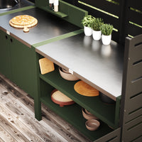 UMAMI ulkokeittiöpaketti, allasmoduuli, moduuli 1 ja moduuli 2, vihreä / ruostumaton teräs