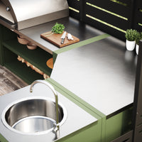 UMAMI ulkokeittiöpaketti, allasmoduuli, kulmamoduuli, moduuli 3, vihreä / ruostumaton teräs