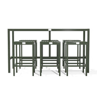 UMAMI baaripöytä 172 cm kuuden baarituolin kanssa, vihreä