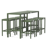 UMAMI baaripöytä 172 cm kuuden baarituolin kanssa, vihreä