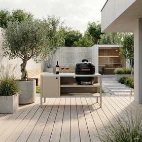 UMAMI Ulkokeittiö Moduuli 3 + musta kamado NORDIC FLAME, beige / ruostumaton