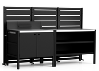 RAMA näkösuoja 3 osaa, korkea, musta, L240 x S30 x K153 cm