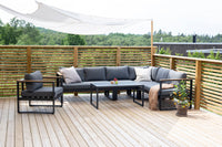 Texas kulmasohva sohvapöydällä - musta / harmaa / tiikki