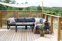 Texas kulmasohva sohvapöydällä - musta / harmaa / tiikki