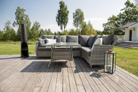 Vikelund kulmasohva sohvapöydällä - harmaa