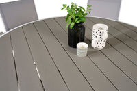 Parma ruokapöytä ø140 - valkoinen alumiini / harmaa aintwood + Parma ruokatuoli