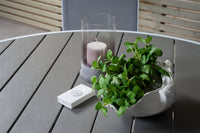 Parma ruokapöytä ø140 - valkoinen alumiini / harmaa aintwood + Parma ruokatuoli