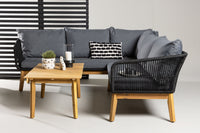 Chania kulmasohva sohvapöydällä - musta / akasia