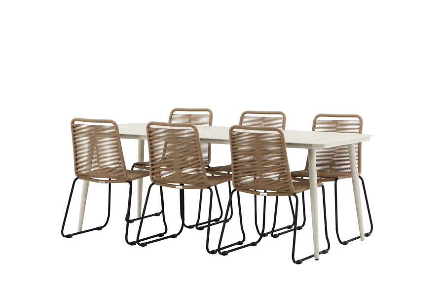 Lina suorakulmainen ruokailuryhmä 