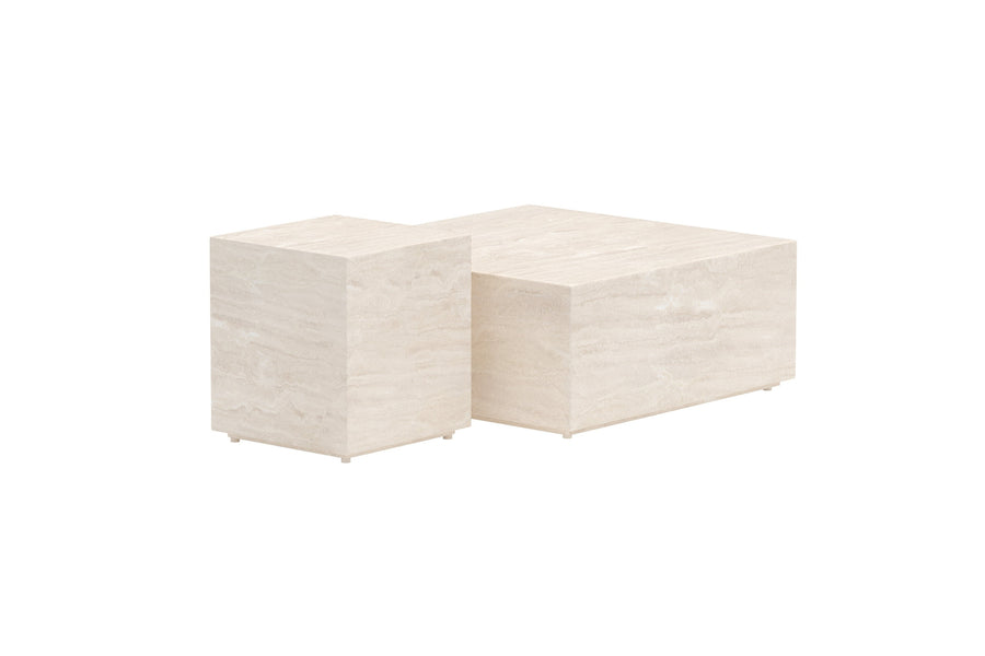 Lissabon Side Table 40x40x45 cm + Lissabon Side Table 80x80x35 cm - Beige