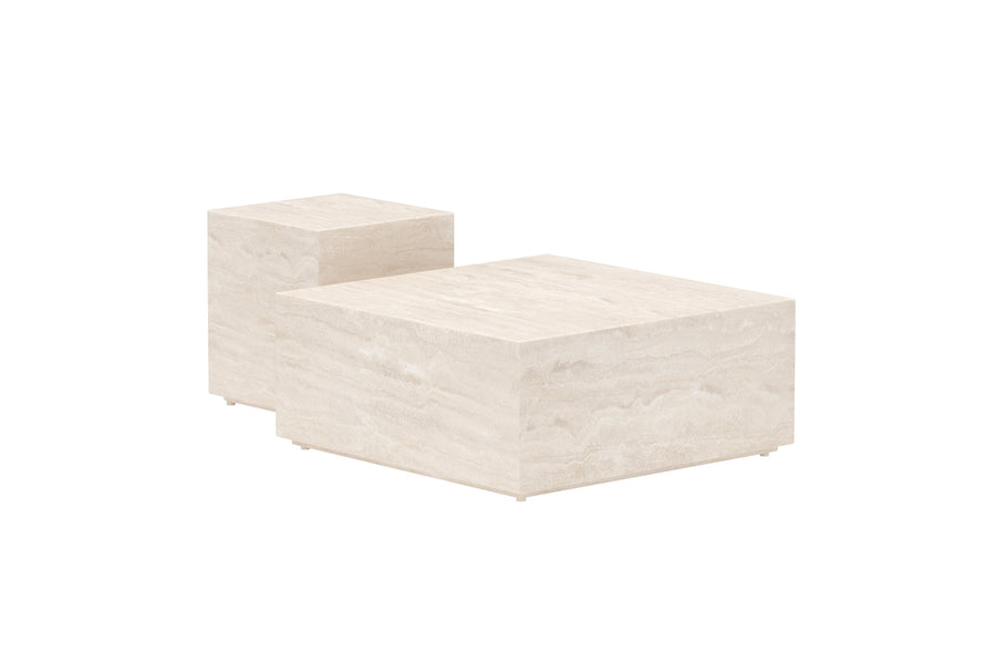 Lissabon Side Table 40x40x45 cm + Lissabon Side Table 80x80x35 cm - Beige
