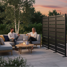 RAMA näkösuoja 3 osaa, korkea, musta, L240 x S30 x K153 cm