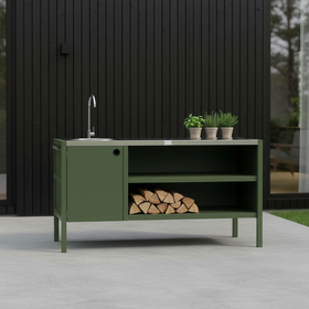 UMAMI moduuli 3 ulkokeittiö pesualtaalla