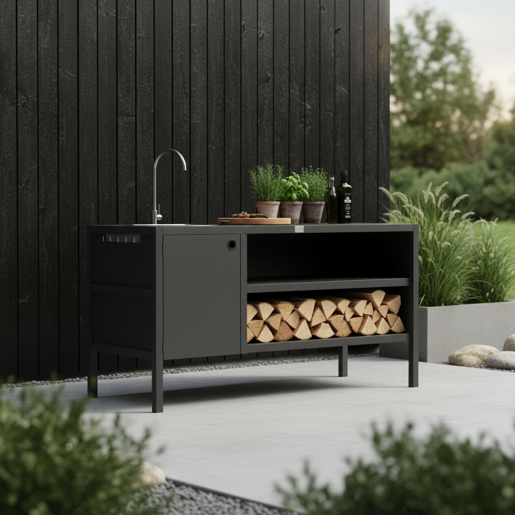 UMAMI moduuli 3 ulkokäyttöön keittiö pesualtaalla