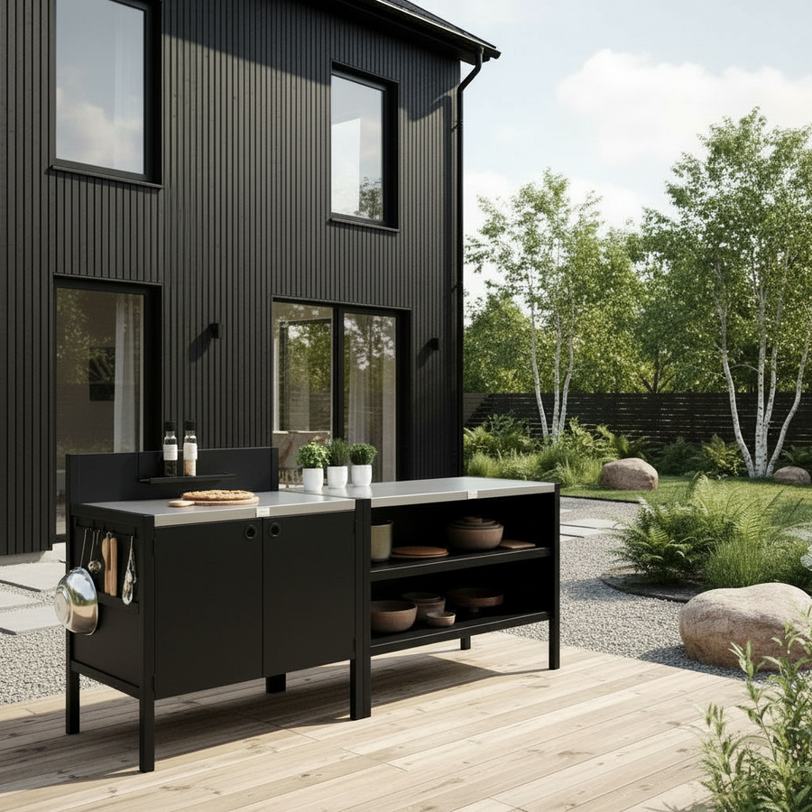 Erikoishinta UMAMI ulkokokkausmoduuli 1 + 2, mukaan lukien suojapeite, musta / ruostumaton teräs