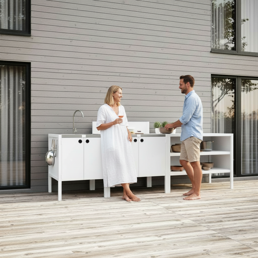 UMAMI ulkokokkipaketti, pesumoduuli, moduuli 1 ja moduuli 2, valkoinen / ruostumaton