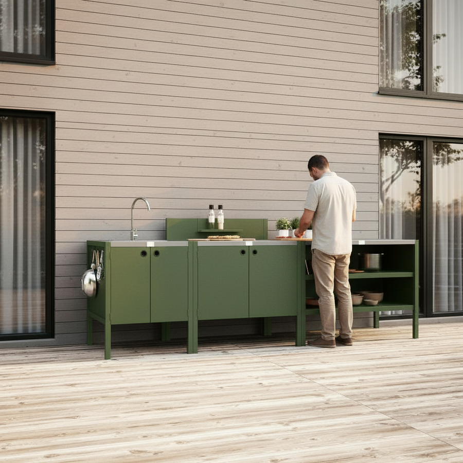 UMAMI ulkokeittiöpaketti, allasmoduuli, moduuli 1 ja moduuli 2, vihreä / ruostumaton teräs