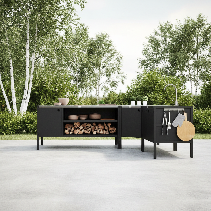 UMAMI ulkokokkipaketti, pesumoduuli, kulmamoduuli, moduuli 3, musta / ruostumaton