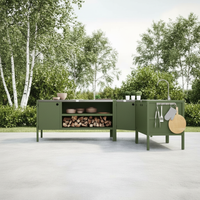 UMAMI ulkokeittiöpaketti, allasmoduuli, kulmamoduuli, moduuli 3, vihreä / ruostumaton teräs