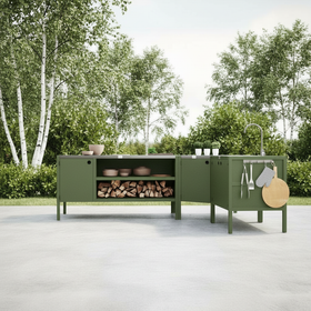 UMAMI ulkokeittiöpaketti, allasmoduuli, kulmamoduuli, moduuli 3, vihreä / ruostumaton teräs