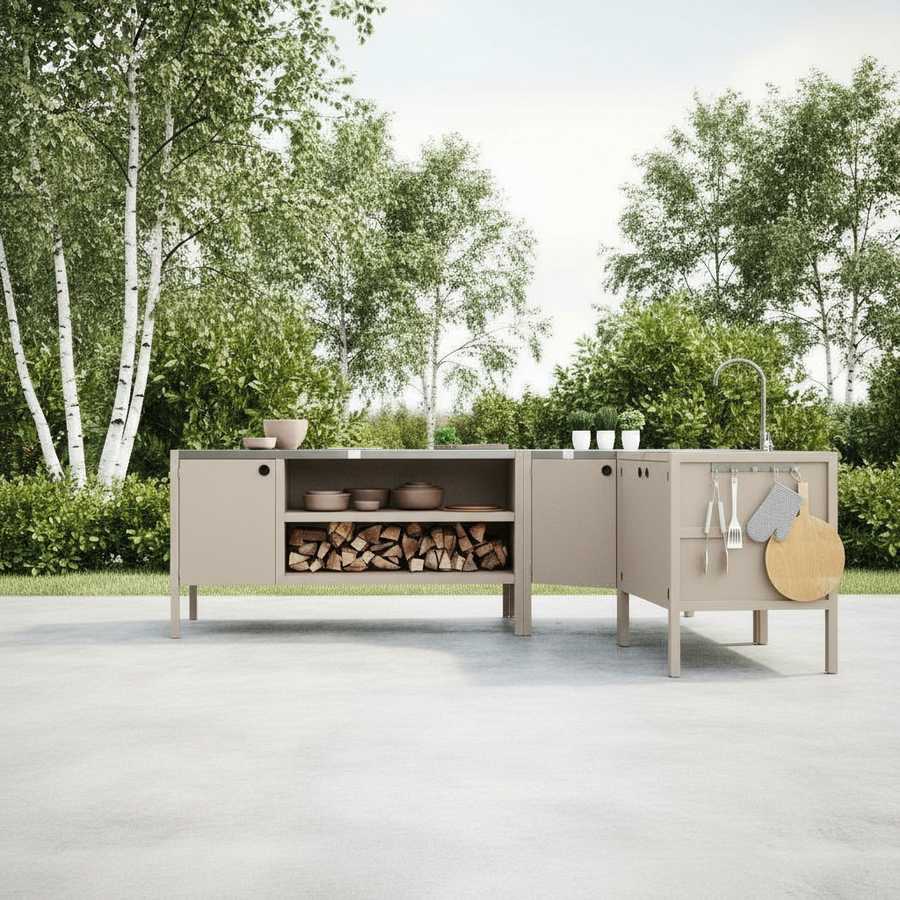 UMAMI ulkokokkipaketti, pesumoduuli, kulmamoduuli, moduuli 3, beige / ruostumaton