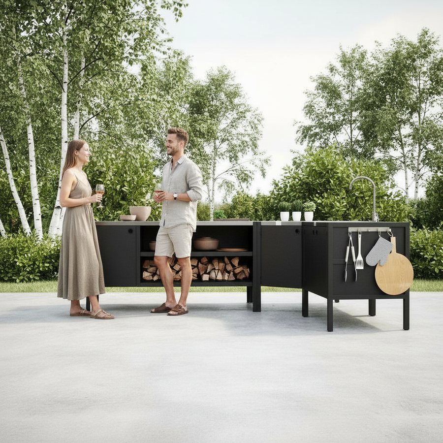 UMAMI ulkokokkipaketti, pesumoduuli, kulmamoduuli, moduuli 3, musta / ruostumaton