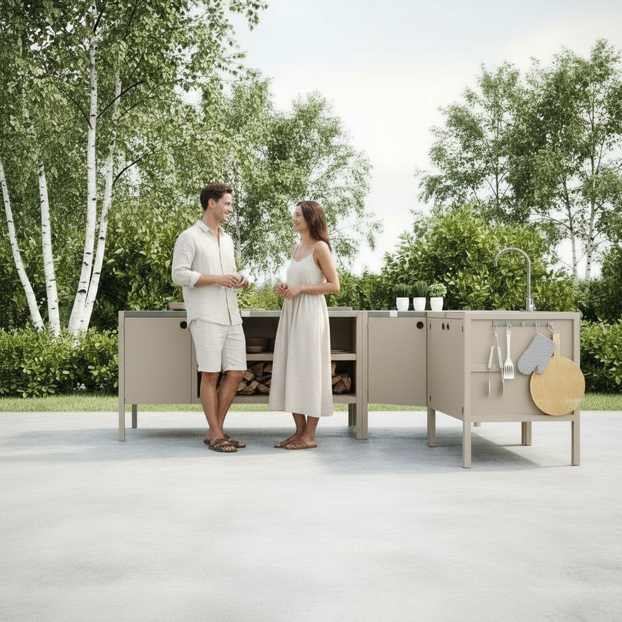 UMAMI ulkokokkipaketti, pesumoduuli, kulmamoduuli, moduuli 3, beige / ruostumaton