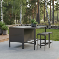 Umami-moduuli 2 baaripöydällä ja 2 baarituolilla, musta/ruostumaton.