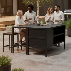 Umami-moduuli 3 baaripöydällä ja 3 baarituolilla, musta