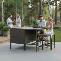 Umami-moduuli 2 baaripöydällä ja 2 baarituolilla, musta