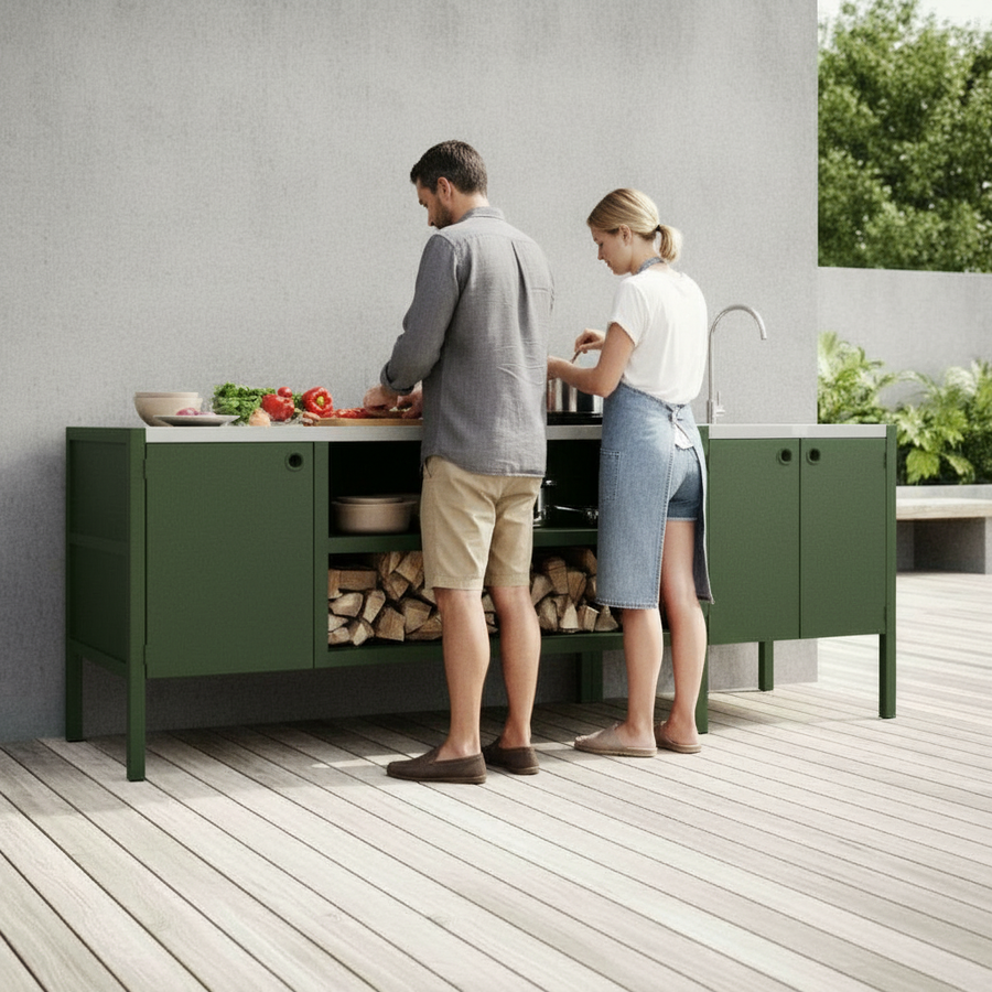 UMAMI ulkokeittiöpaketti, allasmoduuli sekä moduuli 3, vihreä / ruostumaton
