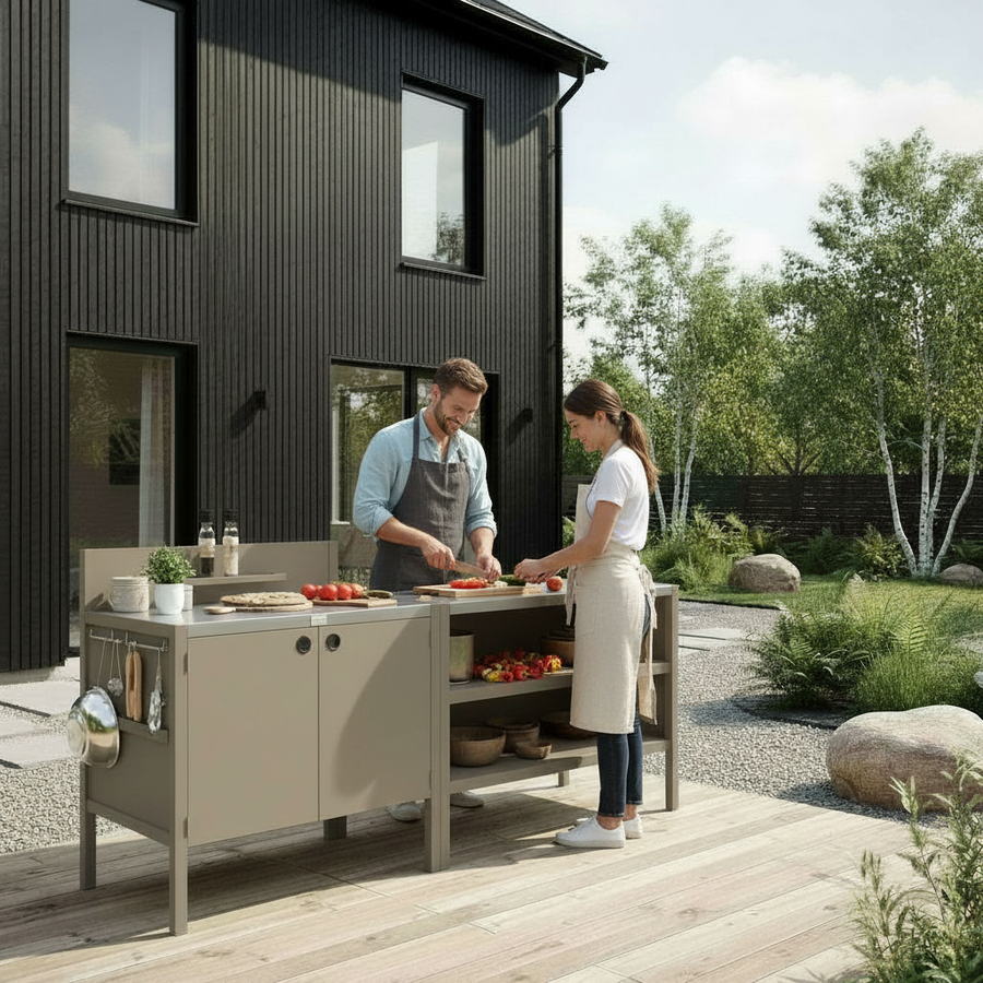 Erikoishinta UMAMI ulkokokkausmoduuli 1 + 2, mukaan lukien suojapeite, beige / ruostumaton teräs