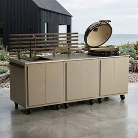 Gastro-ulkokeittiöyhdistelmä, jossa 3 moduulia + Kamado Nordic Flame 25