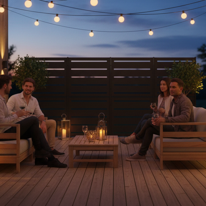 RAMA näkösuoja 4 osaa, korkea, musta, L320 x S30 x K153 cm