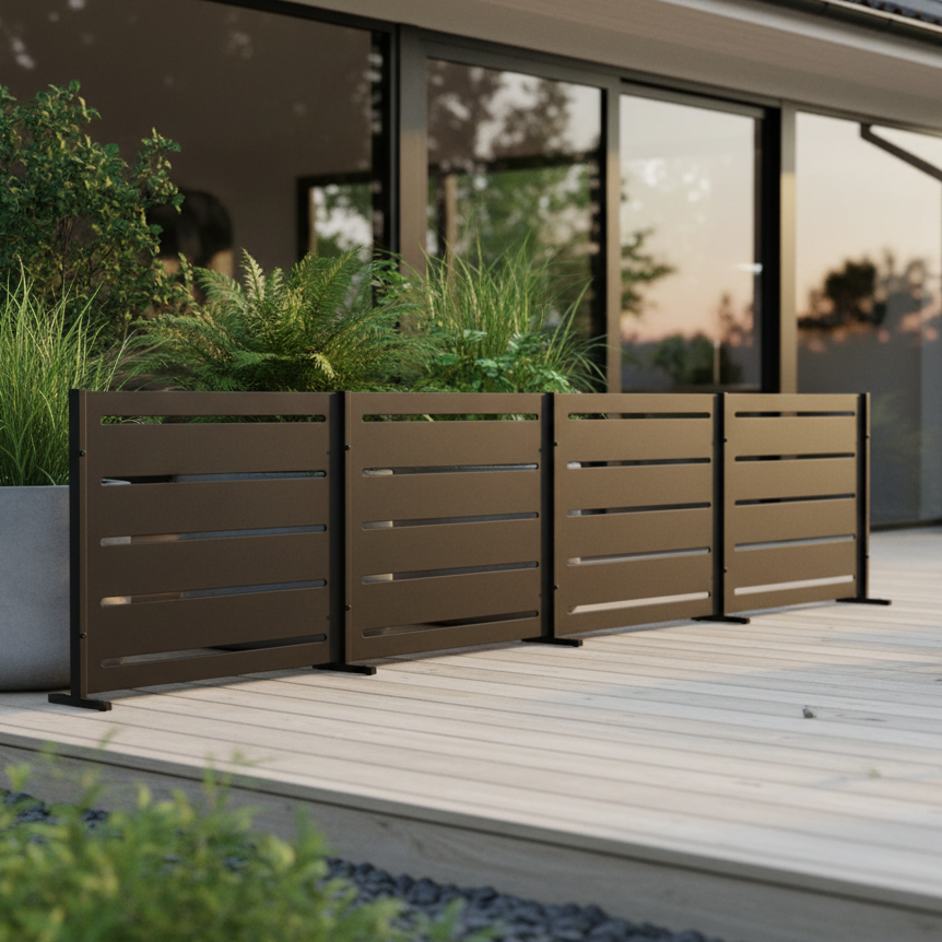 RAMA näkösuoja 4 osaa matala, musta, L320 x S30 x K80 cm