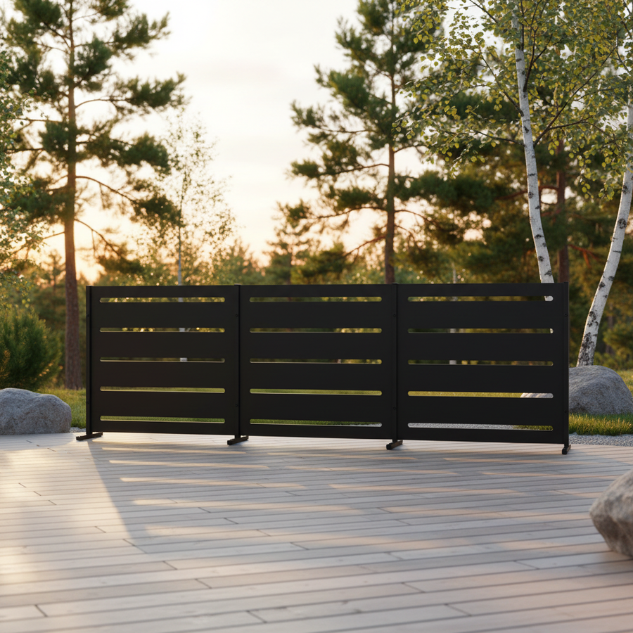 RAMA näkösuoja 3 osaa matala, musta, L240 x S30 x K80 cm