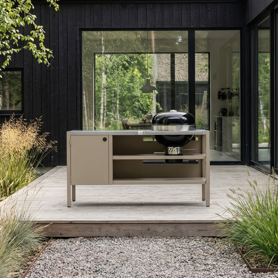 UMAMI moduuli 3, beige / ruostumaton teräs + musta pallogrilli NORDIC FLAME 