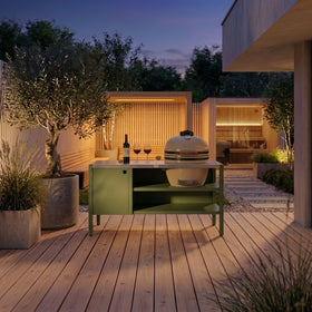 UMAMI Modul 3, grön / rostfri + beige kamado NORDIC FLAME